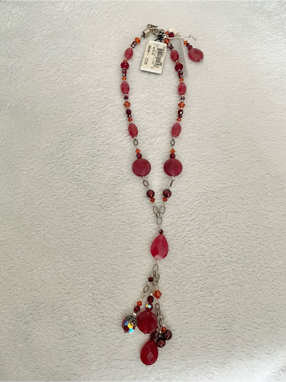 Vintage NWT Tres Jolie Red Swarovski Crystal Necklace 12 inch long